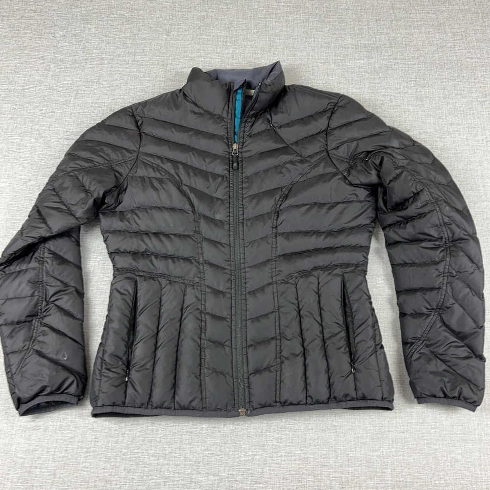 Athleta Jacket Womens Small Black Goose Down Puffer Full Zip Hiking Quilted